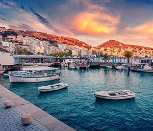 colorful fishing boats saranda